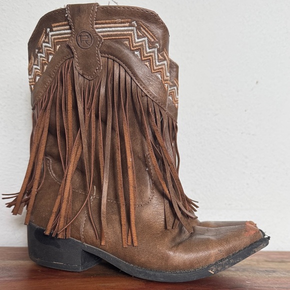 Roper Girls Brown Fringe Tassel Western Cowgirl Boots Little Kids 12 - Picture 5 of 9